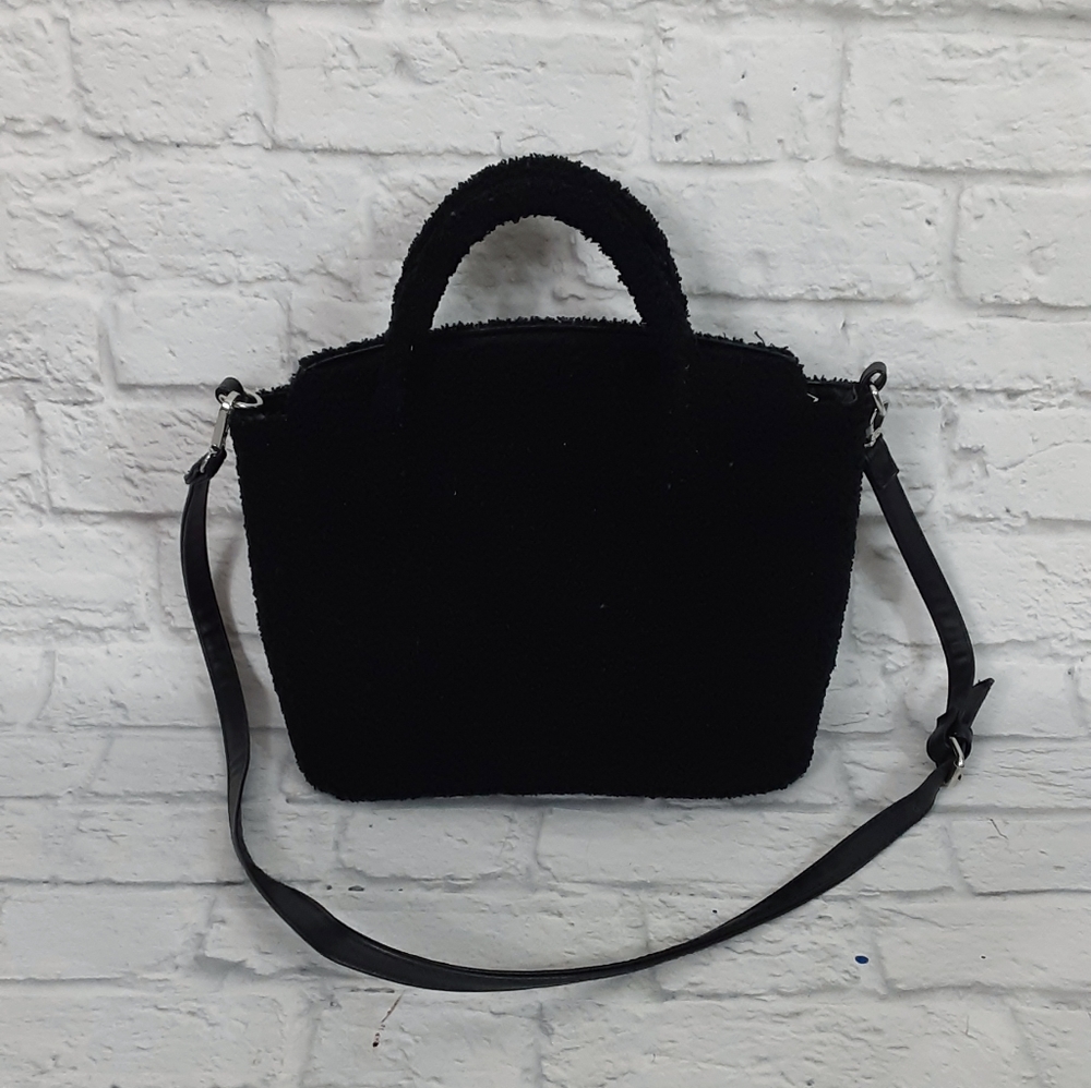 Stradivarius black teddy satchel bag